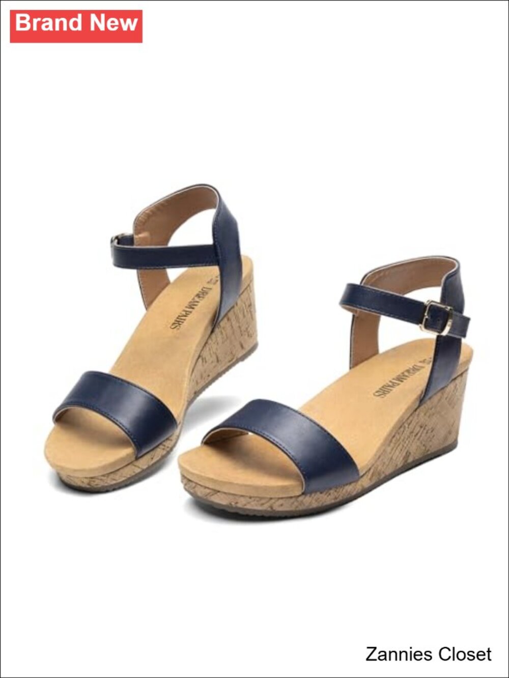 ✨Womens Cushioned Platform Wedge Sandals Faux Leather Ankle Strap 3 Inch Heel